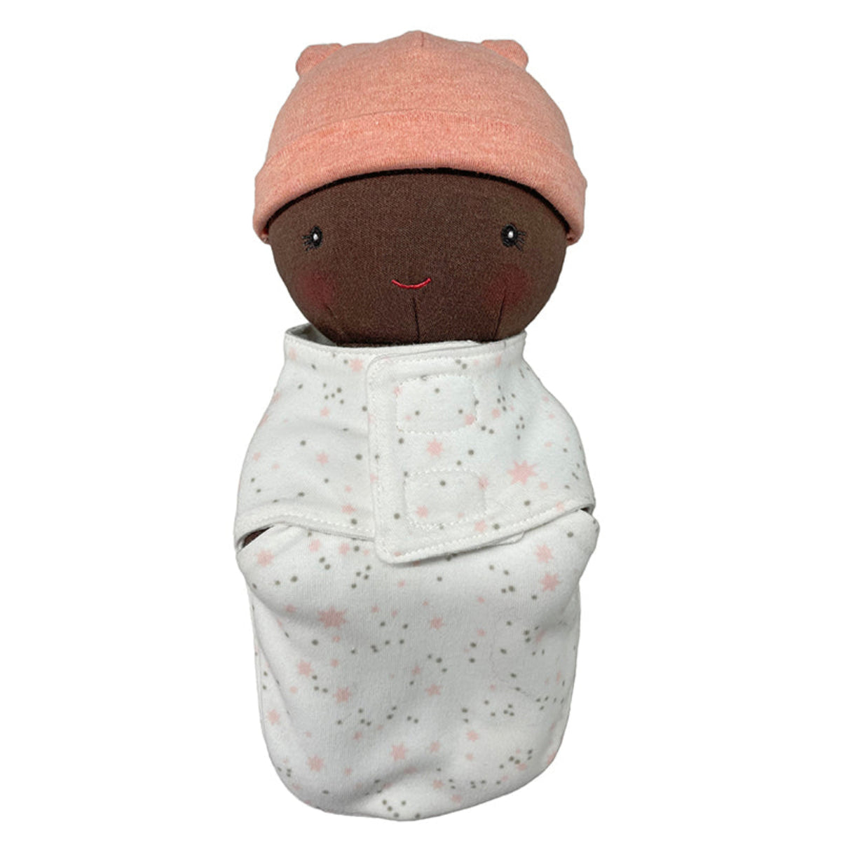 Sweet pea doll in swaddle and cap