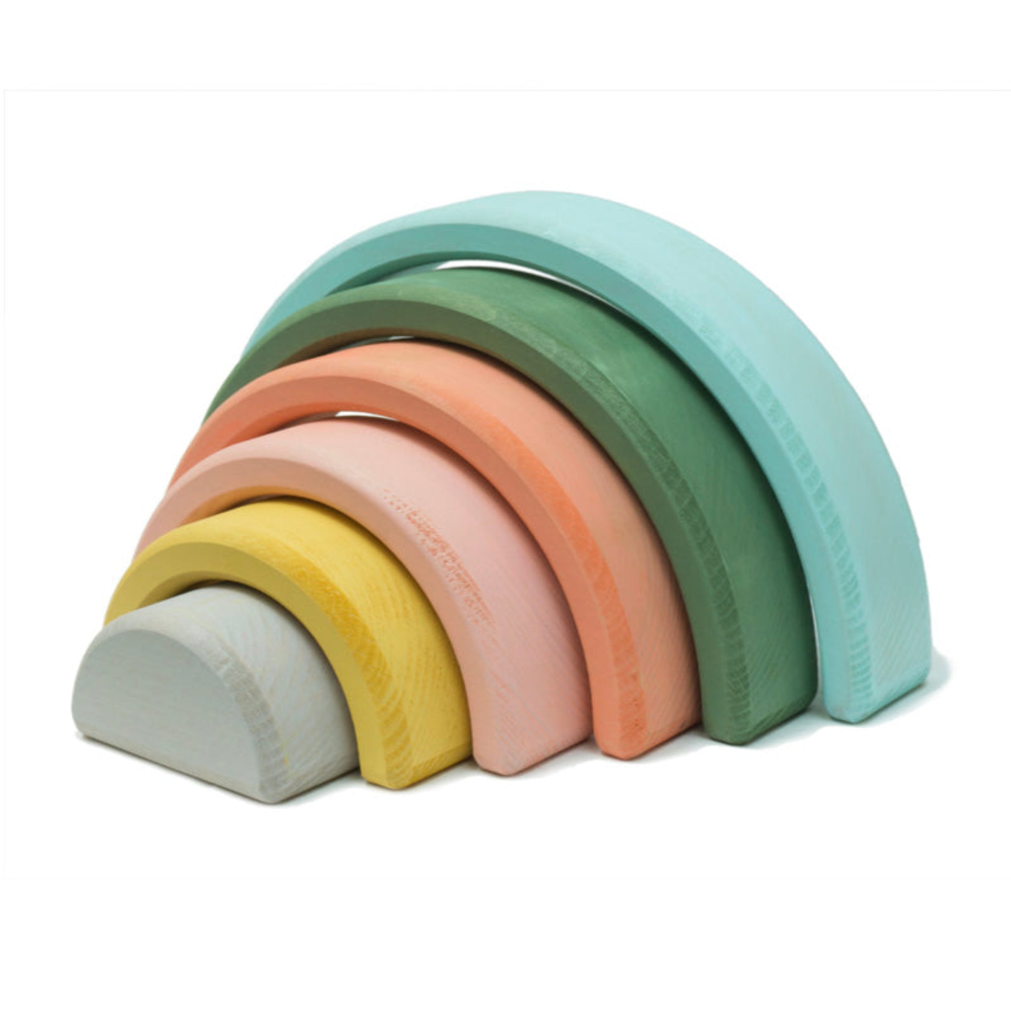 Rainbow nesting blocks toy, wooden arches stacked