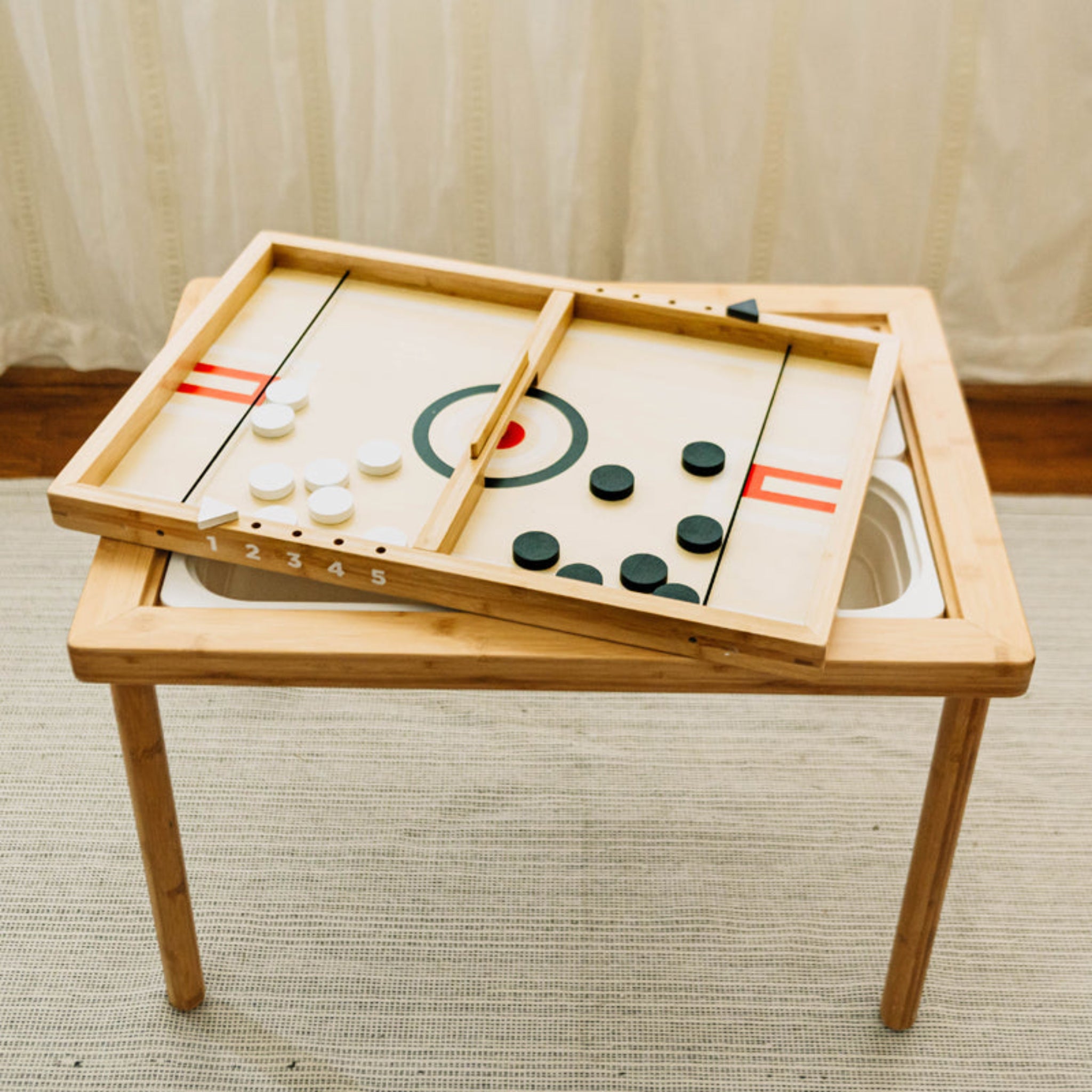 Sling hockey game on table, ready for fun