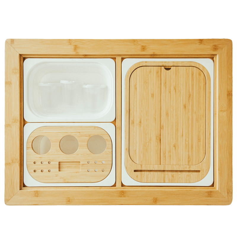 A Home Bamboo Land- Large Bamboo Cutting Board With Containers And