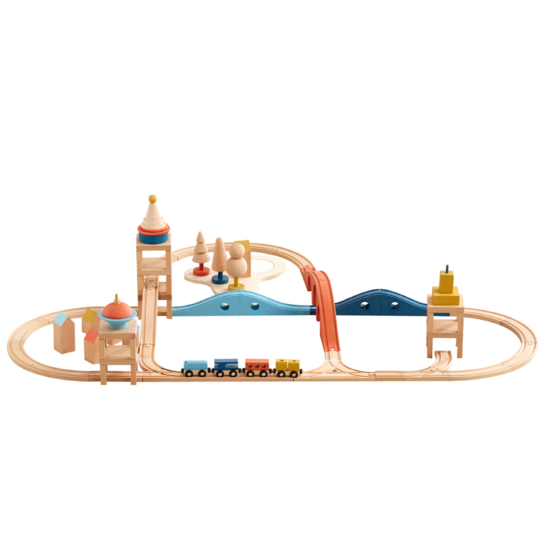 Wooden train hot sale set tunnel